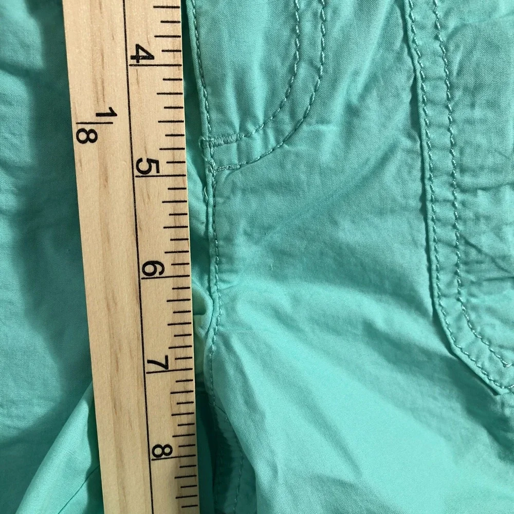 SO Shorts Girls 12 Aqua Blue Utility‎ Bermuda Cuffed Adjustable Waist Mid Rise